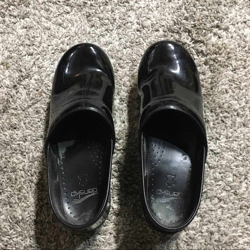 Dansko Professional black patent leather clogs